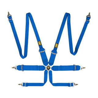 OMP Italy Saloon FHR 6 - point Safety Belts blue