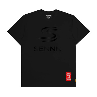 2026 Ayrton Senna F1 Collection Mens Double S Logo T-Shirt black