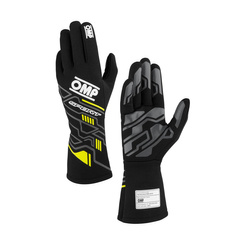 OMP Italy SPORT MY24 Racing Gloves Black-Yellow (FIA)