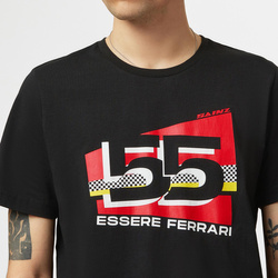  Ferrari Italy F1 Mens Sainz Driver T-shirt Black