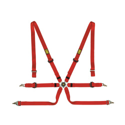 OMP Italy ONE Pull Up 6 - point Safety Belts red