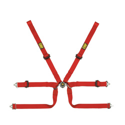 OMP Italy Formula Pull Up 6 - point Safety Belts Red