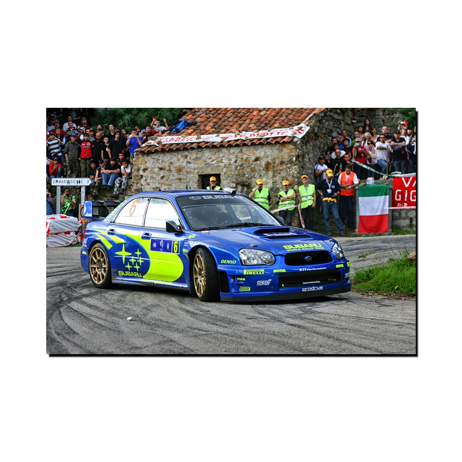 scheidsrechter tent Rose kleur Canvas Picture Stéphane Sarrazin / Denis Giraudet - Subaru Impreza S11 WRC 120  x 80 cm | Accessories \ Canvas Pictures | F1store.net