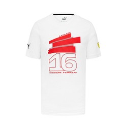  Ferrari F1 Mens Leclerc Driver T-shirt White