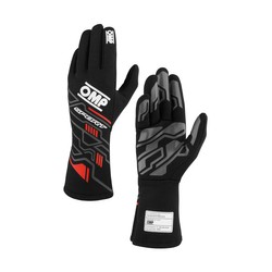 OMP Italy SPORT MY24 Racing Gloves Black-Red (FIA)